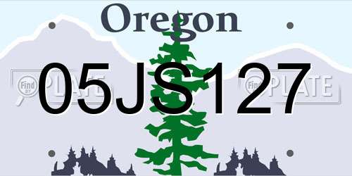05JS127 Oregon License Plate