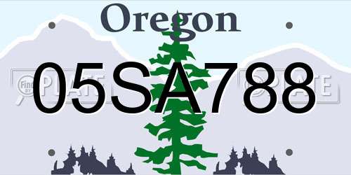 05SA788 Oregon License Plate