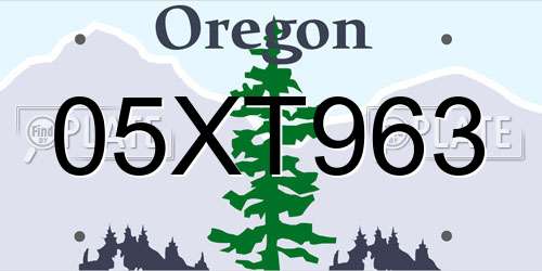 05XT963 Oregon License Plate