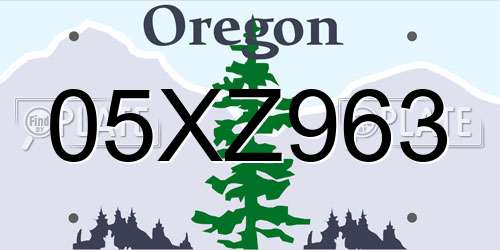 05XZ963 Oregon License Plate