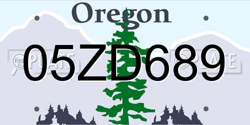 05ZD689 Oregon License Plate