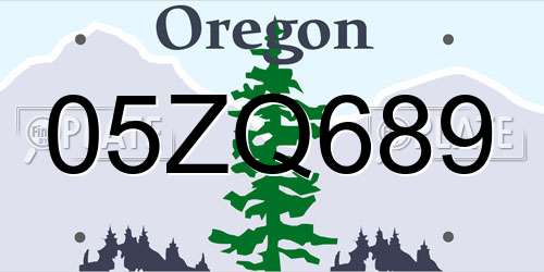 05ZQ689 Oregon License Plate