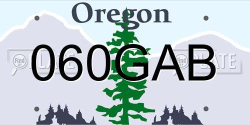 060GAB Oregon License Plate