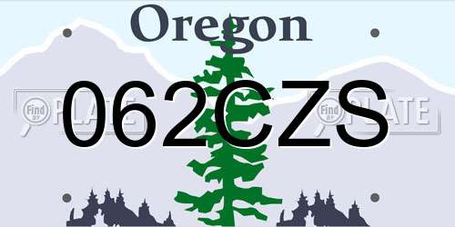 062CZS Oregon License Plate