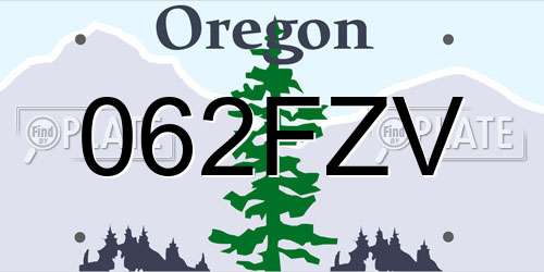 062FZV Oregon License Plate
