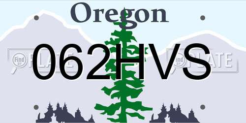 062HVS Oregon License Plate