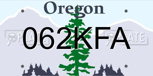 062KFA Oregon License Plate