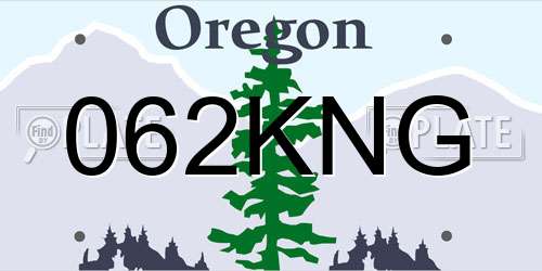 062KNG Oregon License Plate