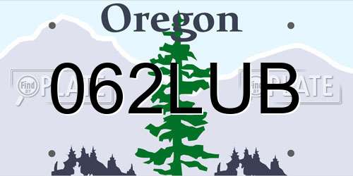 062LUB Oregon License Plate