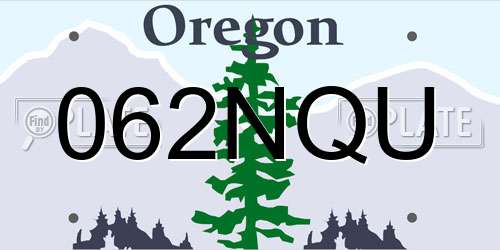 062NQU Oregon License Plate