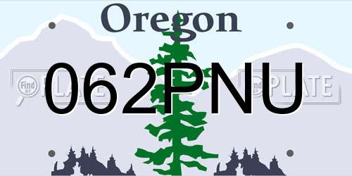 062PNU Oregon License Plate