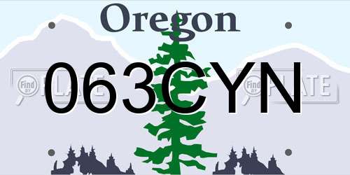 063CYN Oregon License Plate