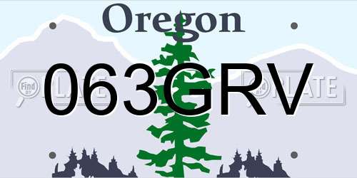 063GRV Oregon License Plate