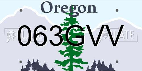 063GVV Oregon License Plate