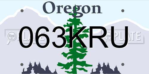 063KRU Oregon License Plate