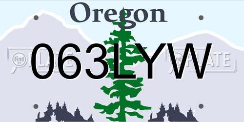 063LYW Oregon License Plate