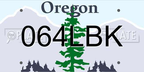 064LBK Oregon License Plate