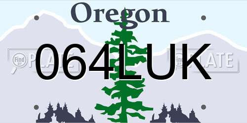 064LUK Oregon License Plate
