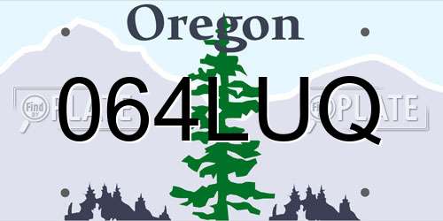 064LUQ Oregon License Plate