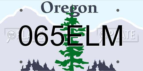 065ELM Oregon License Plate