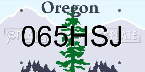 065HSJ Oregon License Plate