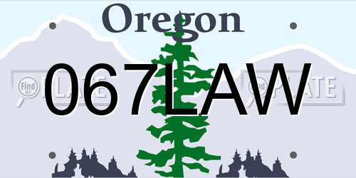 067LAW Oregon License Plate