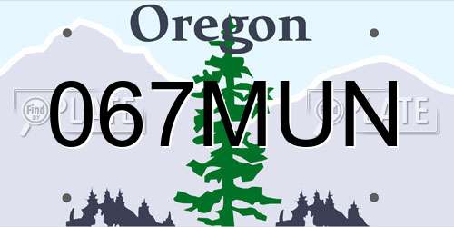 067MUN Oregon License Plate