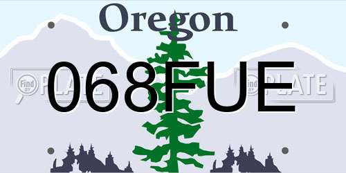 068FUE Oregon License Plate