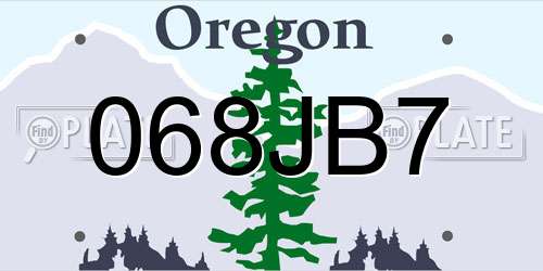 068JB7 Oregon License Plate