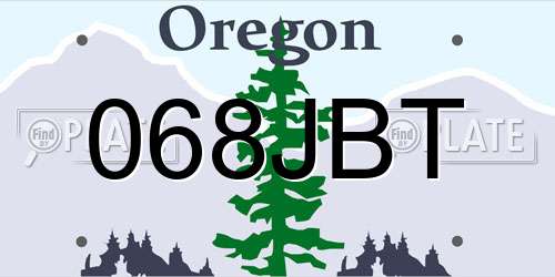 068JBT Oregon License Plate