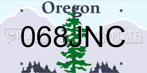 068JNC Oregon License Plate