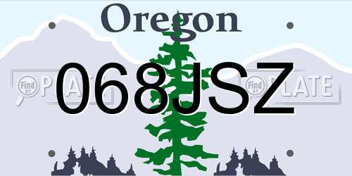 068JSZ Oregon License Plate
