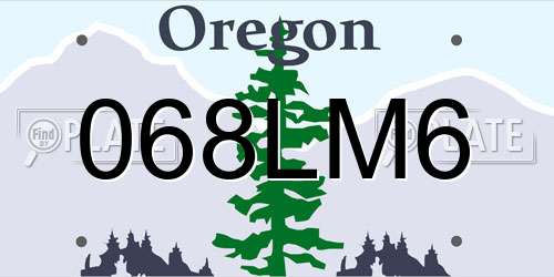 068LM6 Oregon License Plate