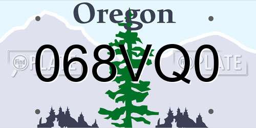 068VQ0 Oregon License Plate