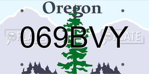 069BVY Oregon License Plate