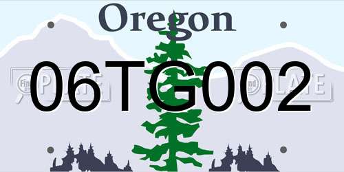 06TG002 Oregon License Plate