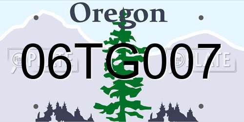 06TG007 Oregon License Plate