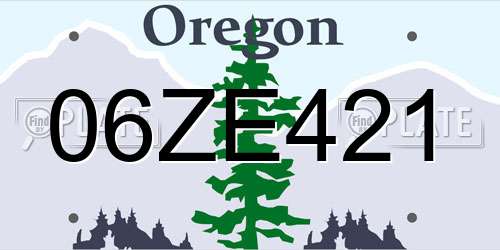 06ZE421 Oregon License Plate