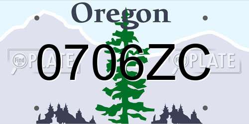 0706ZC Oregon License Plate