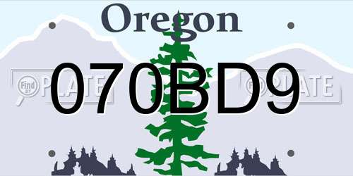 070BD9 Oregon License Plate