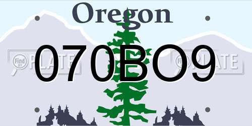 070BO9 Oregon License Plate
