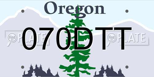 070DTT Oregon License Plate