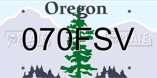 070FSV Oregon License Plate