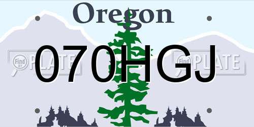070HGJ Oregon License Plate