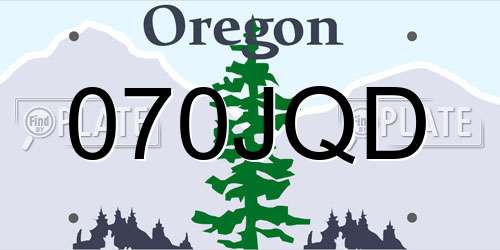 070JQD Oregon License Plate