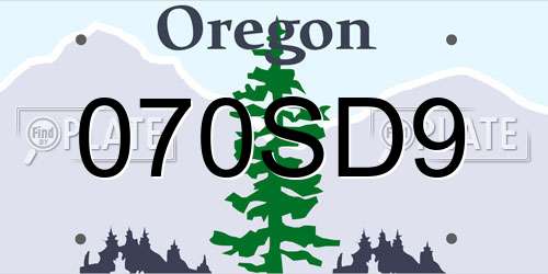 070SD9 Oregon License Plate