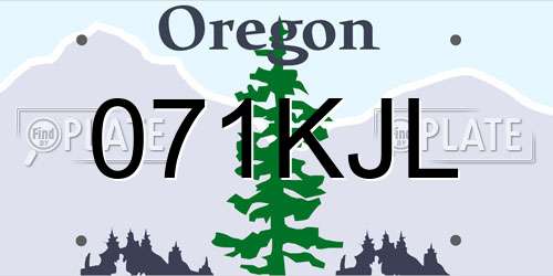 071KJL Oregon License Plate