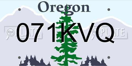 071KVQ Oregon License Plate