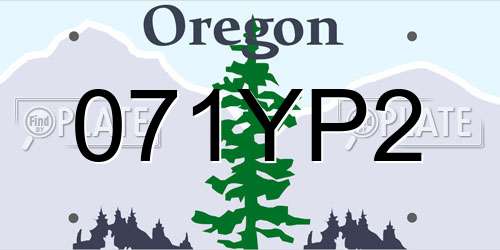 071YP2 Oregon License Plate