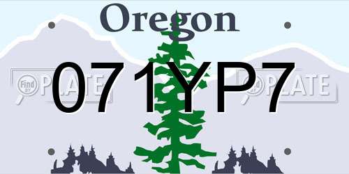 071YP7 Oregon License Plate